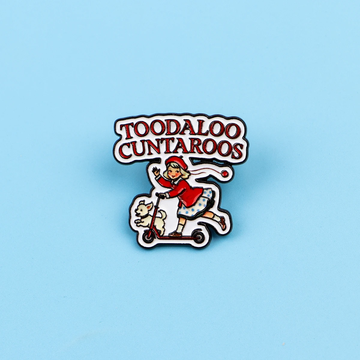 Toodaloo Emaille-Anstecknadel, niedliche Mädchen- und Hundebrosche, Anstecknadeln, Abzeichen für Rucksack, Kleidung, Accessoires, Modeschmuck, Geschenke für Freunde – Detail 4