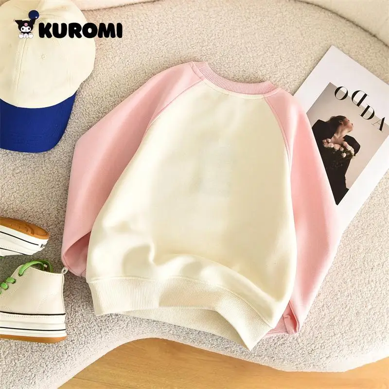 Sanrio Kuromi Round Neck Sweatshirt My Melody Cinnamoroll Children Cute Spring and Autumn Fashion Loose Long Sleeved Sweatshirt