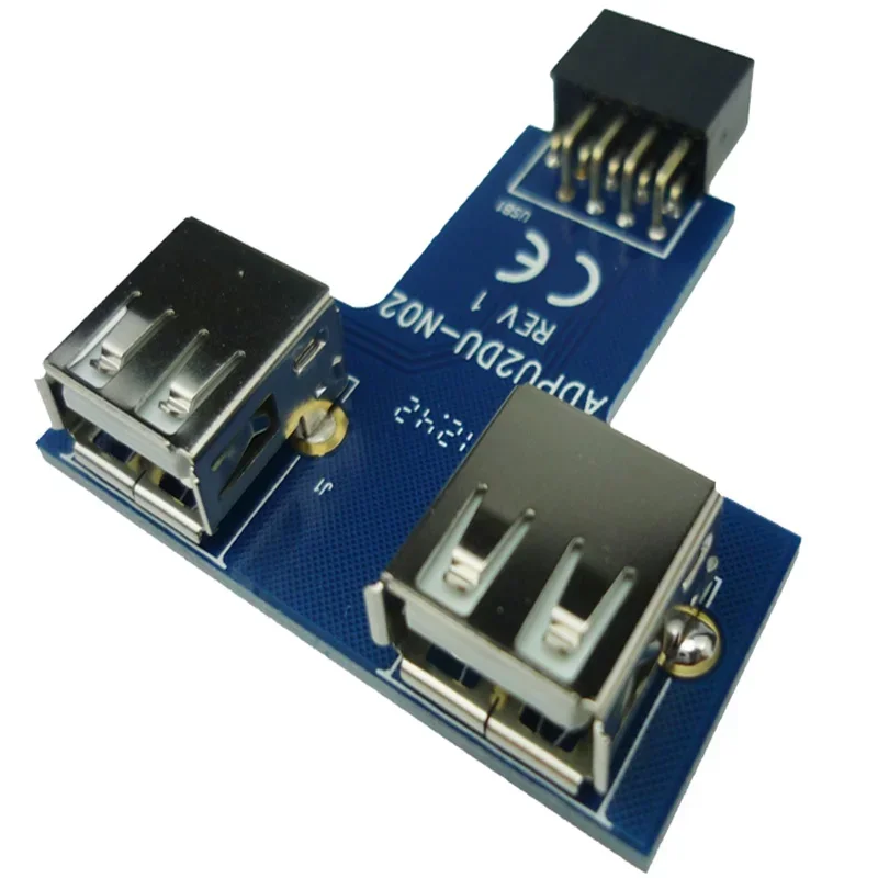 Motherboard USB 2.0 9Pin Female to 2 Port A Female Adapter Converter PCB Board Card Extender Internal PC Case