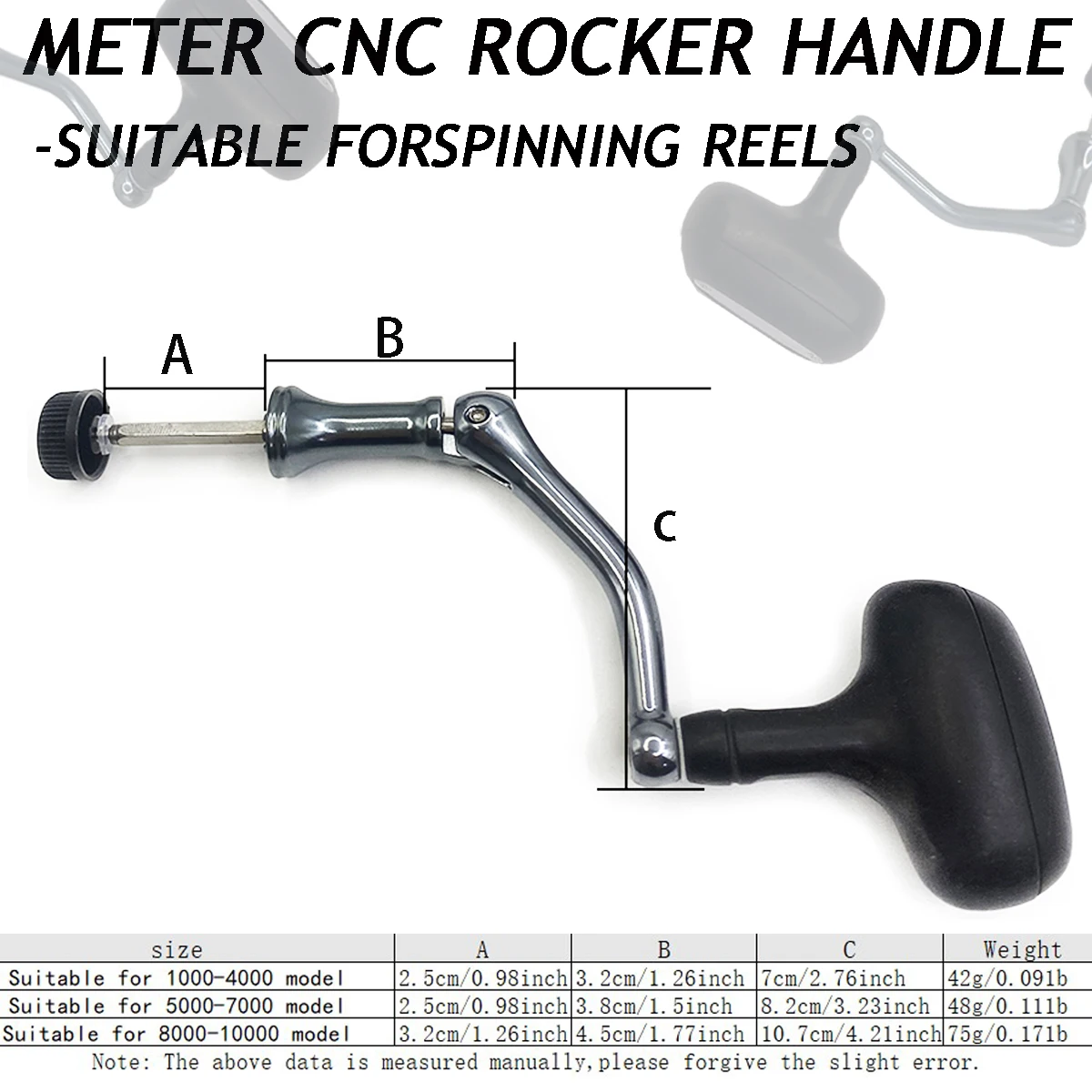 1 Stück CNC-Metall-Angelrollengriff, Ersatzgriff für Spinnrollen, langlebiges Zubehör, 3 Größen erhältlich – Detail 4