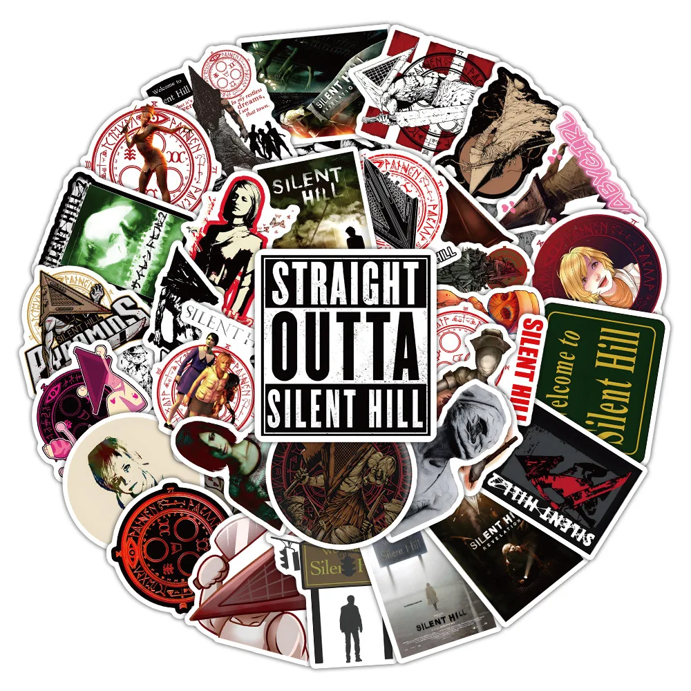 

10/50PCS Classic Horror Movie Silent Hill Sticker Waterproof Graffiti Decal Creative DIY Glasses Box Wardrobe Shoe Rack Books
