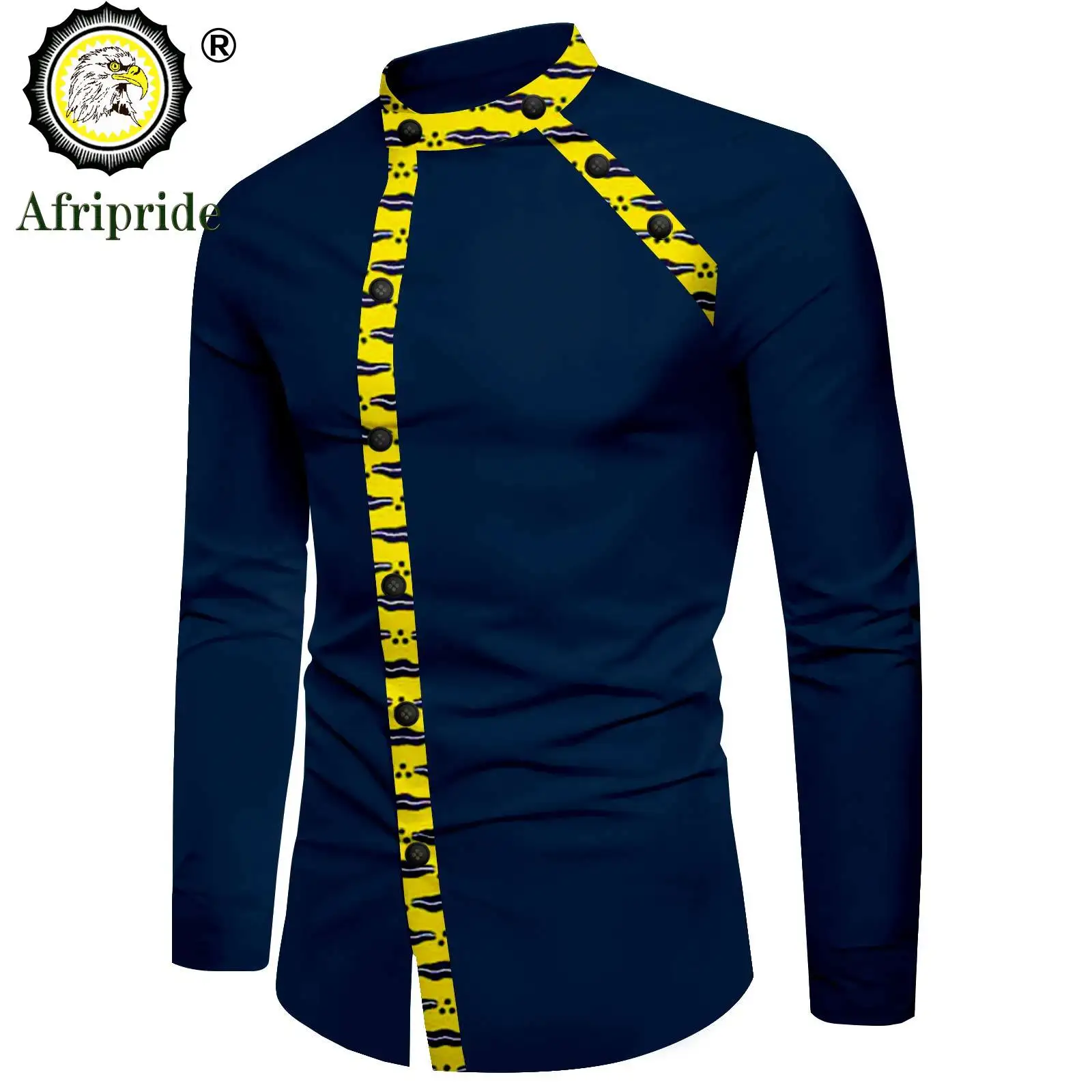 African Shirts for Men Print Clothing Dashiki Tops Ankara Formal Men Shirt Stand Neck Long Sleeve Slim Fit Crop Tops A2212013