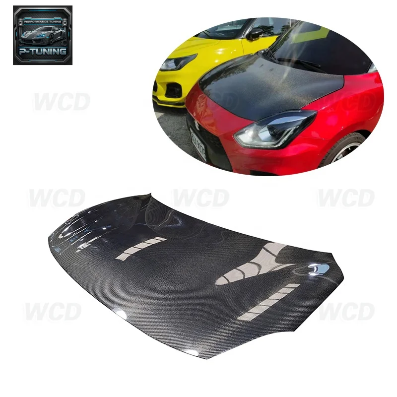 18-21 Fit for Suzuki Swift 4th Hatchback Hood ZC33S Carbon Fiber Engine Hood Bonnet Body Kit