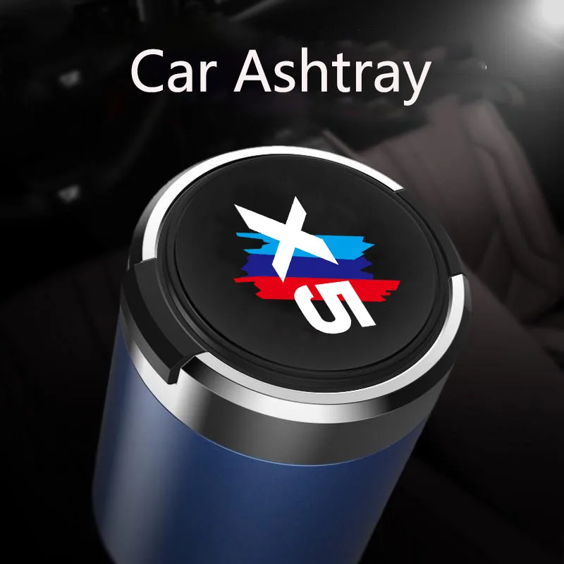 Car ashtray with blue LED light is suitable for BMW X5 car interior accessories