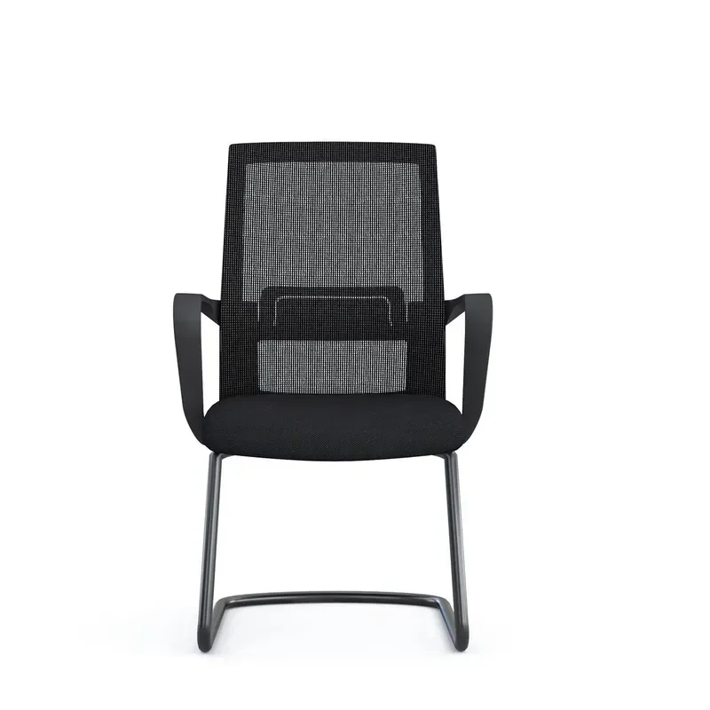 Modern Mesh Office Chair with Armrests Fabric Conference Staff Chair No Wheels for Home Office Furniture