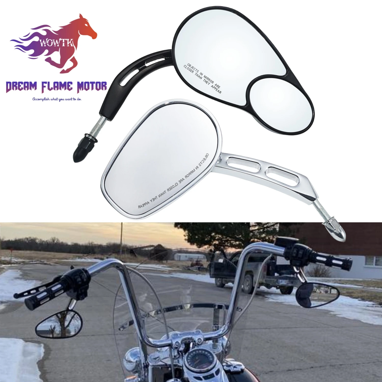 Motorcycle Rear Side Mirrors Rearview For Harley Road King Touring Street Glide Sportster 883 Dyna Softail Bobber Chopper Fatboy