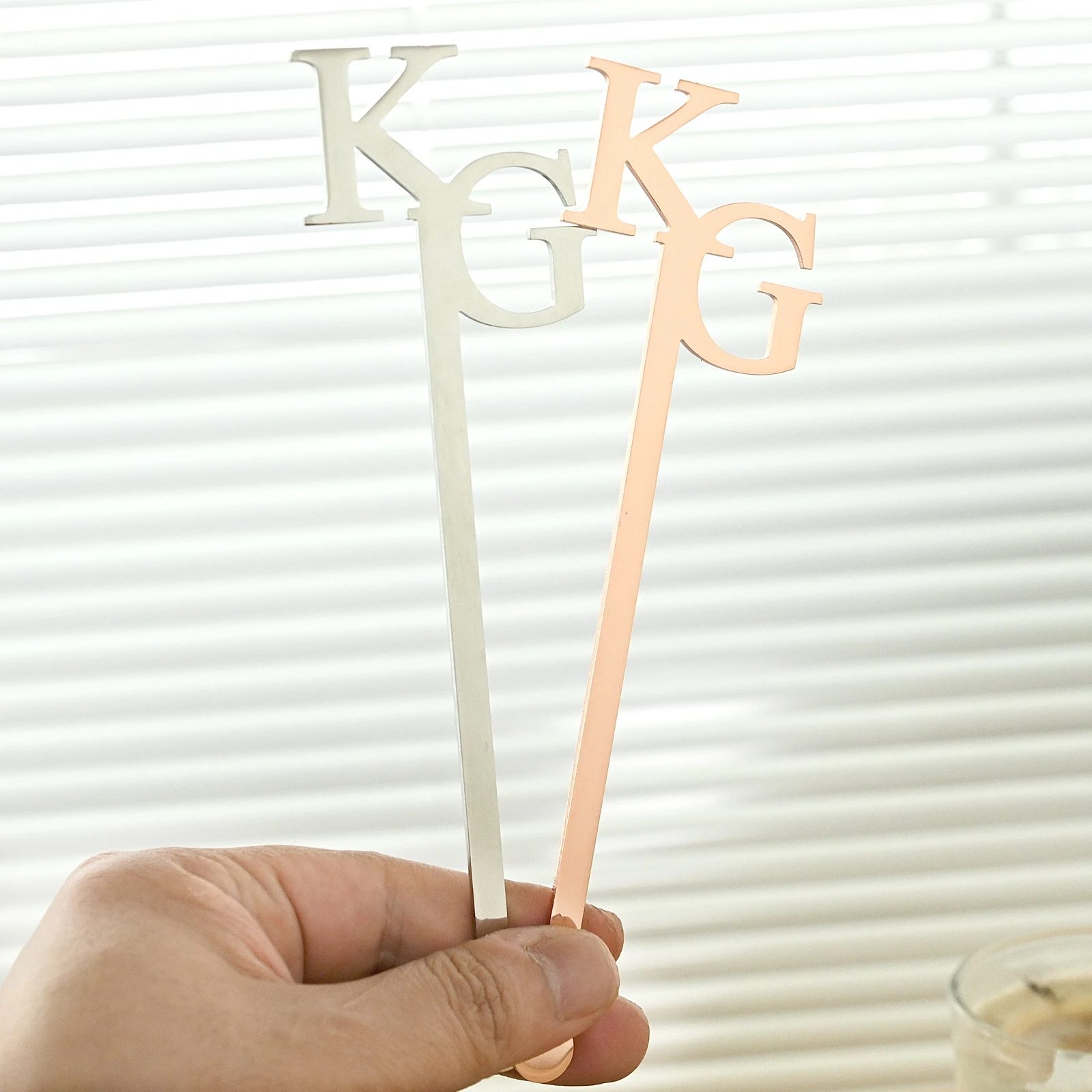 Personalized Initials Name Drink Stirrers Custom Letters Stainless Steel Stir Swizzle Cocktail Drink Sticks Wedding Table Decors