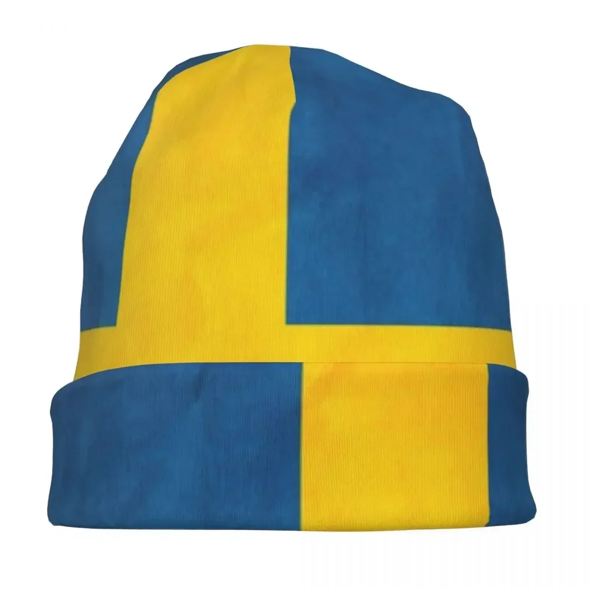 Swedish Flag Warm Knitted Cap Fashion Bonnet Hat Autumn Winter Outdoor Beanies Hats for Men Women Adult