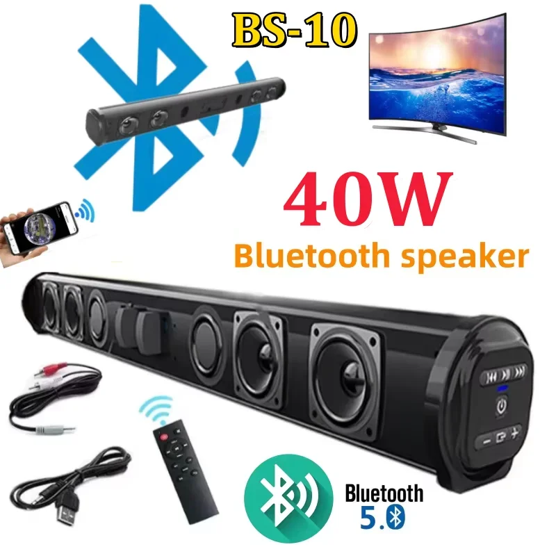 Altavoz inalámbrico con barra de sonido Bluetooth, Subwoofer con cable envolvente estéreo, proyector de TV para el hogar, altavoz de sonido superpotente para exteriores