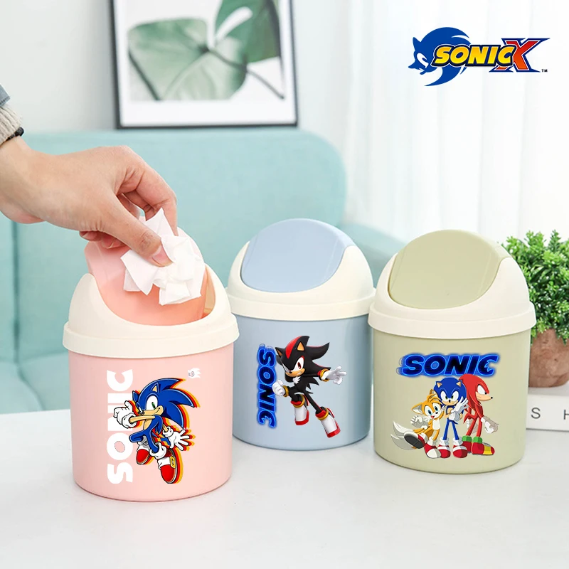 

Sonics Trash Can Cartoon Anime Desktop Garbage Can Living Room Kitchen Office Portable Waste Bin Cute Waste Basket Birthday Gift