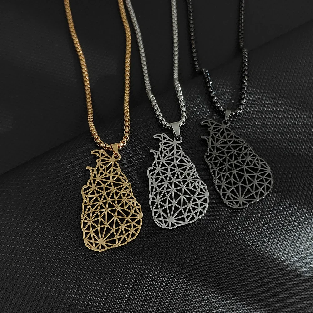 2024 New Stainless Steel Sri Lanka Map Pendant Necklaces Women Girl Gold Color Charm Sri Lankan Maps Jewelry Patriotic