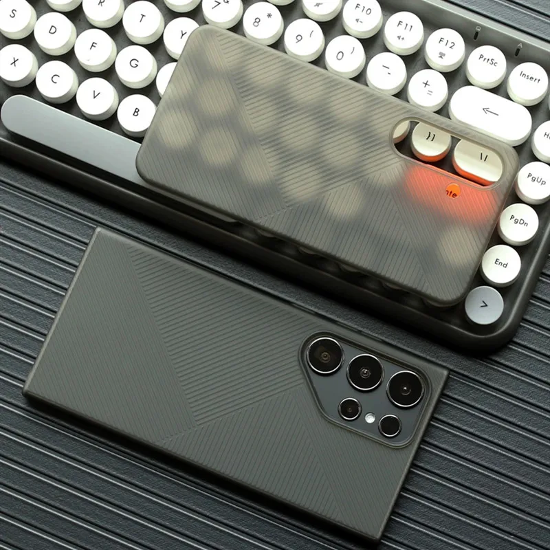 For Samsung Galaxy S25 S24 S26 Ultra Ultra Slim Hard Back Case Matte uneven Anti-Fingerprint frosted stripe Cover Luxury funda