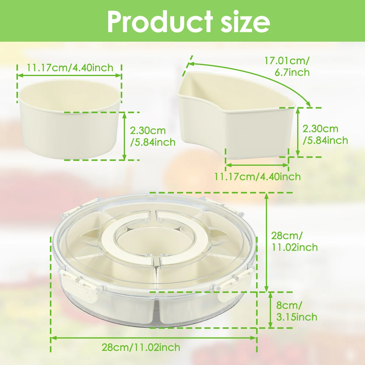 360Rotate Charcuterie Container Snackle Box Divided Serving Tray Portable Storage Organizer For Candy Fruits Kitchen Accessories