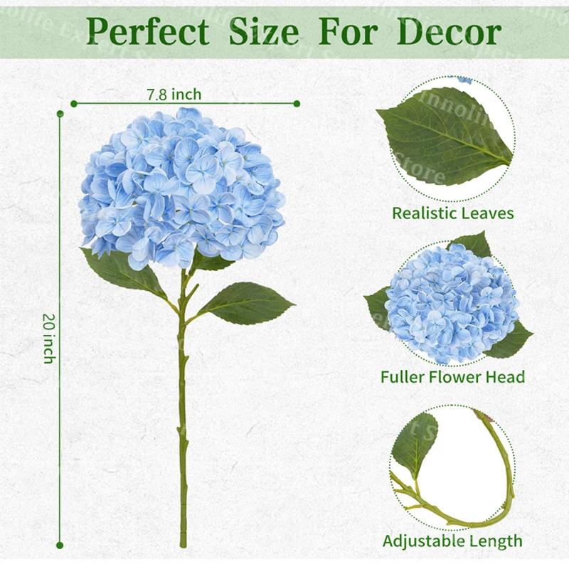 

4-40PCS Artificial Hydrangea Flowers Blue Full Real Touch Latex Hydrangeas for Wedding Party Home Table Floral Arrangement Decor