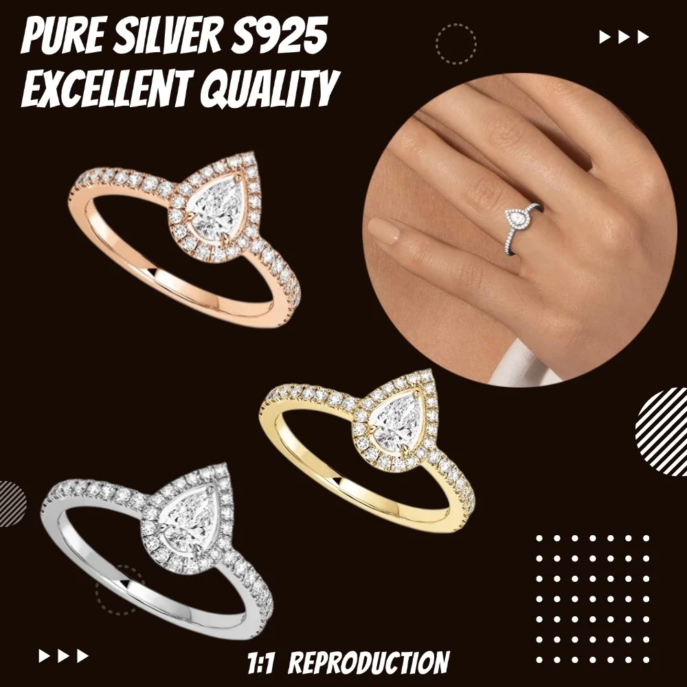 Classic Original Joy Pear-cut Diamond Rings Sterling Silver 925 Rings Luxury Brand Trend Jewelry Accessories for Women's Gifts