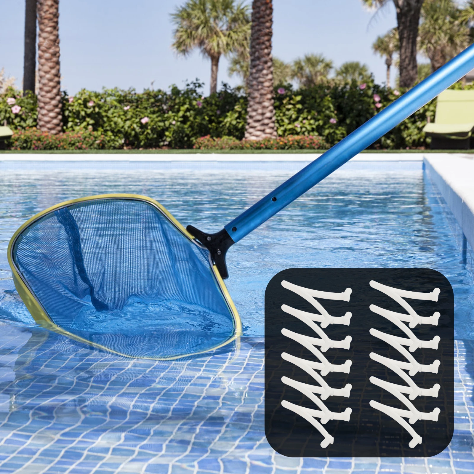

12pcs Pool Cleaning Tool Handle V Clips for Brush Skimmer Net Replacement Durable Plastic Pool Accessories Gardening Supplies