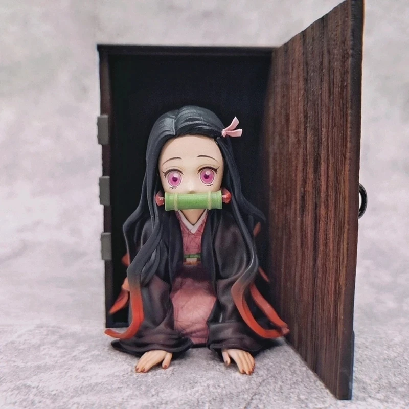 9CM Anime Figure Demon Slayer Kamado Nezuko Baby Form Kneeling Pose with Box Model Dolls Toy Gift Collect Boxed  PVC  Material