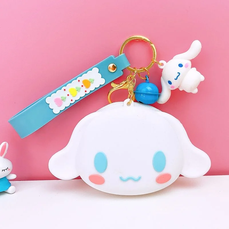 Sanrio Kuromi My melody Cinnamoroll anime peripheral cartoon cute soft plastic coin purse school bag colgante bestie accessories