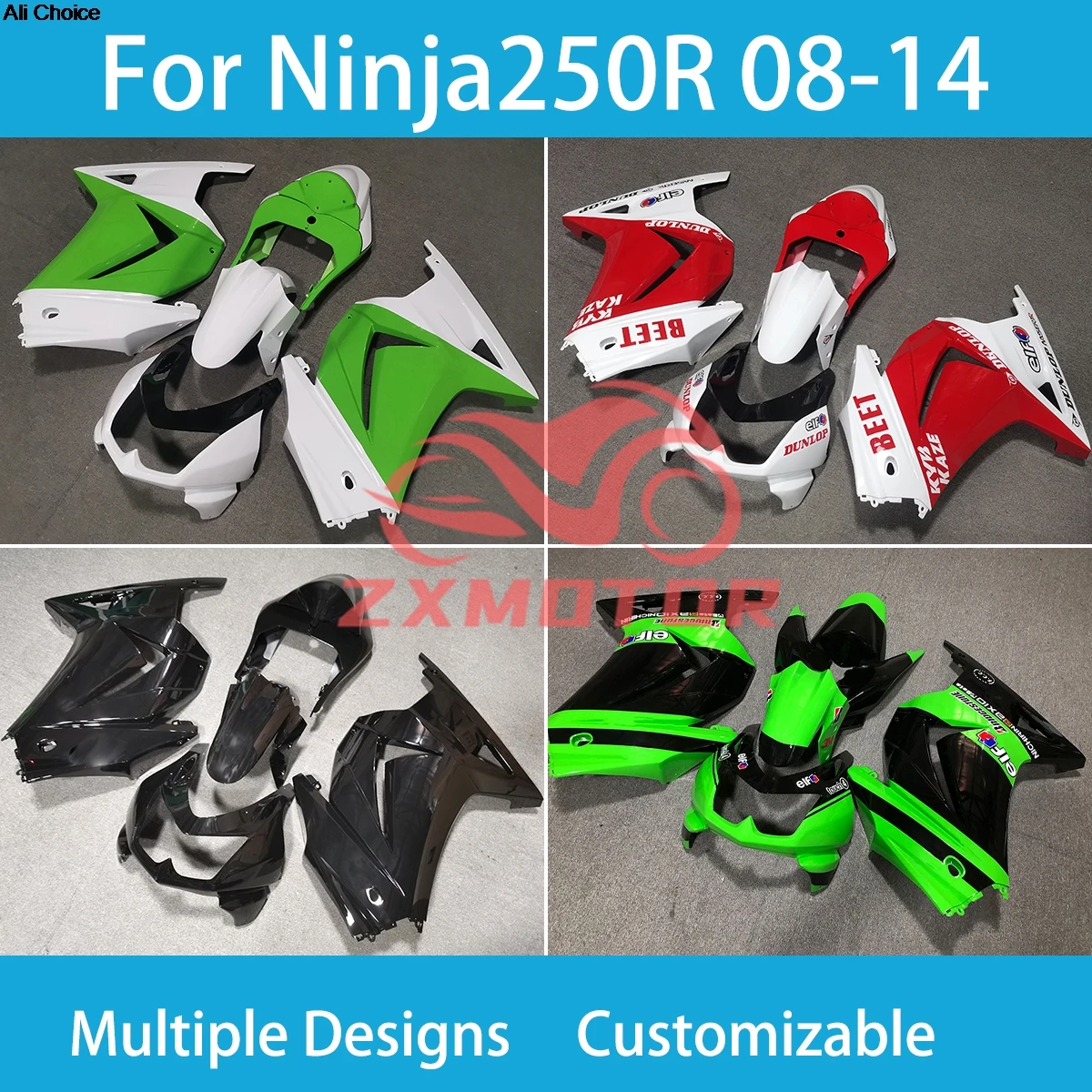 

ABS Fairing Set for Kawasaki Ninja 250R 08 09 10 11 12 13 14 15 16 Motorcycle Plastic Fairings ZX250R 2008-2011 2012 2013 2014