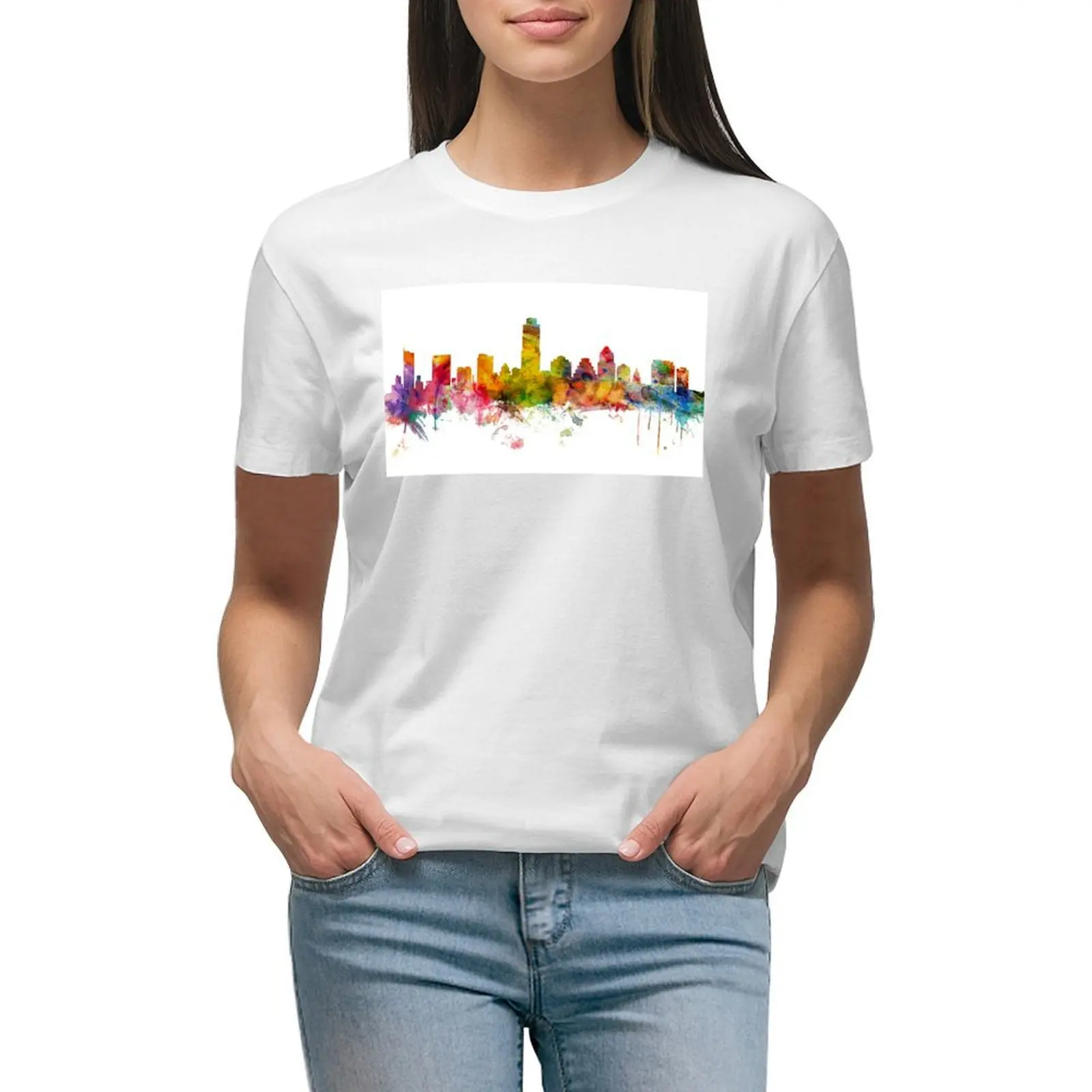 Austin Texas Skyline T-shirt Short sleeve tee hippie clothes summer clothes t-shirts for Women graphic tees