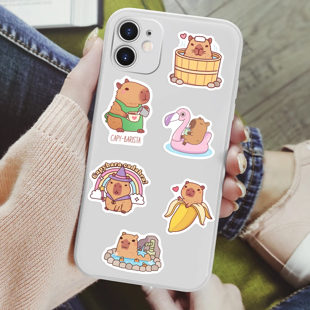 Cute Cartoon Capybara Sticker Fun Pet Animal DIY Kids Toys Gift Waterproof Decal for Laptop Phone Scrapbook Bottle Decoration