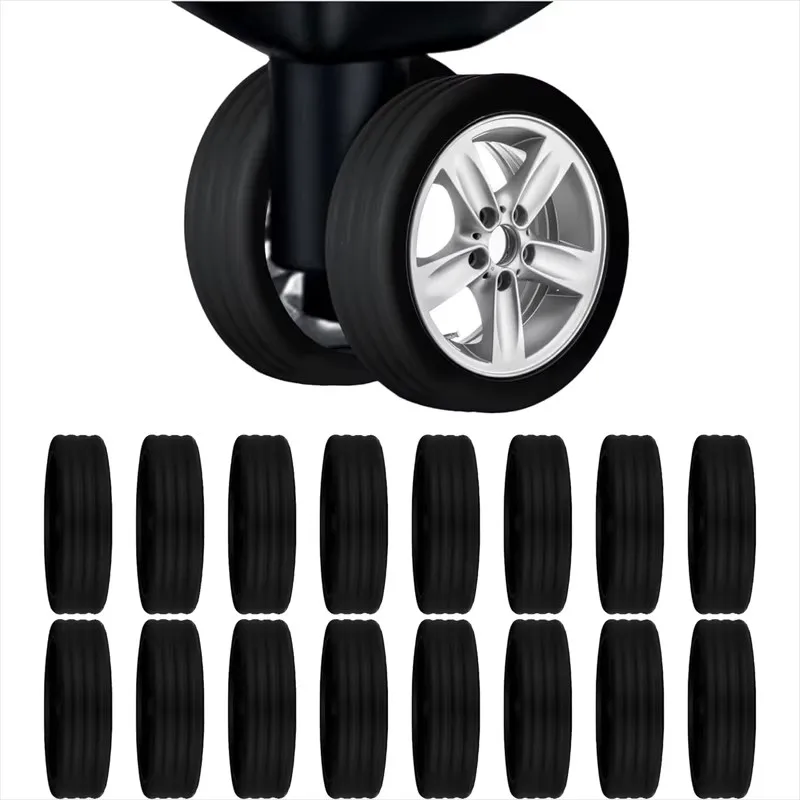 16pcs Silicone Wheel Protector Luggage Compartment Wheel Protect Cover Trolley Case Silent Caster Sleeve Suitcase Accessories