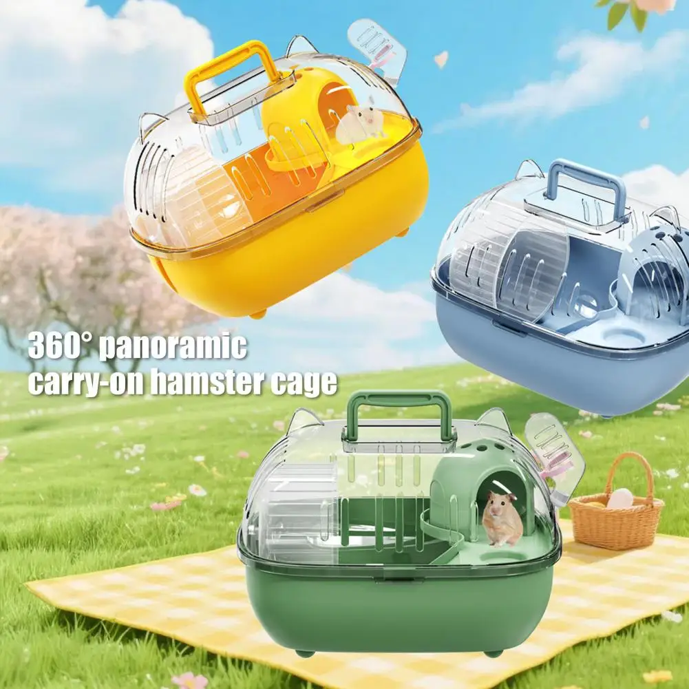 Small Pet Travel Cage Travel Hamster Cage with Transparent Dome Small Portable Pet Carrier with Ventilation Slots for Mice