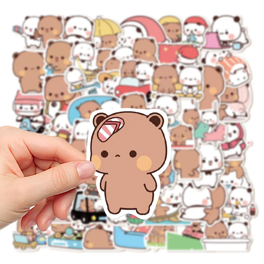 

50sheets/set Bear Cute Bear and Panda Stickers Waterproof PVC Cartoon Bear and Panda Stickers Panda Cartoon Bubu Dudu Stickers