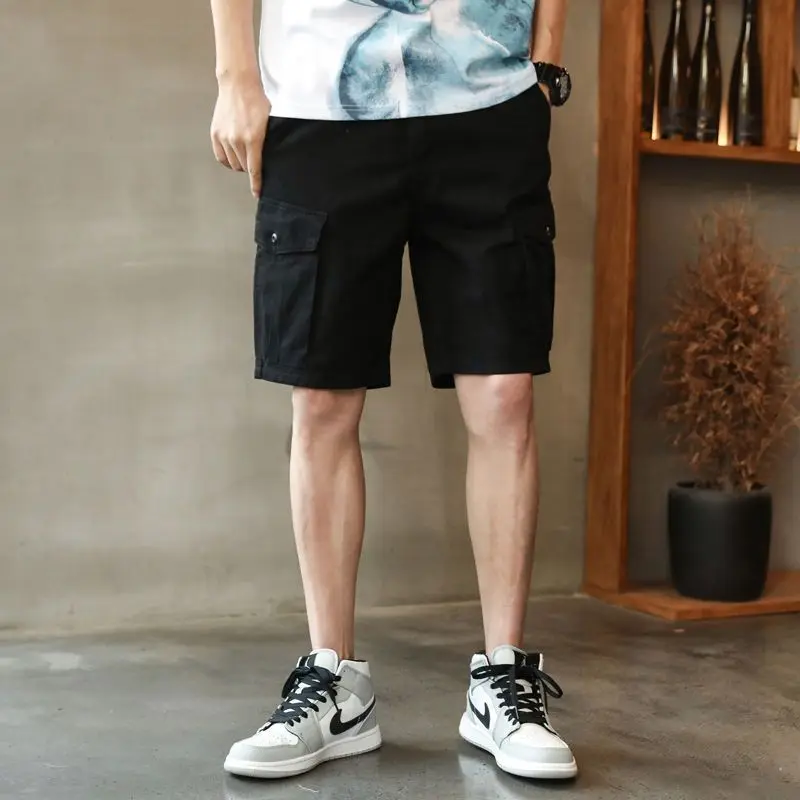 Pocket Workwear Men Summer Five-point American Straight-tight Trendy Thin Loose Casual Shorts