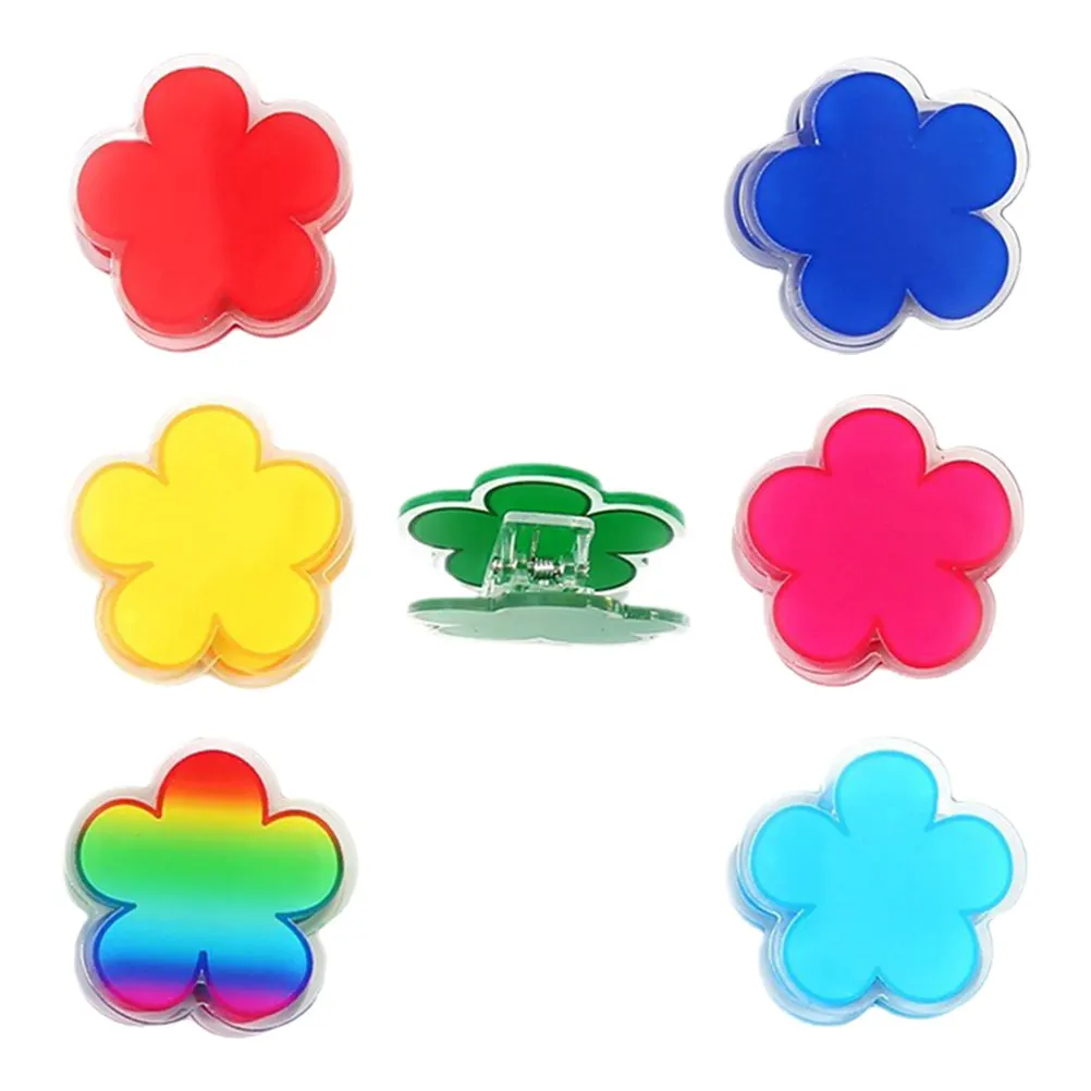 7pcs Cute Flower Acrylic Clips Reusable Kitchen Bag Seals Food Sealing Clips Multifunctional Grip Fastening Tools For