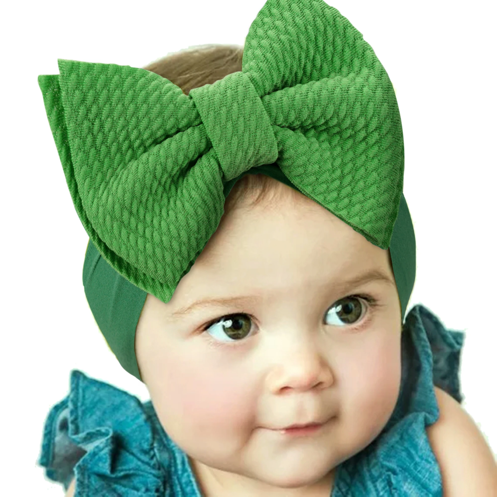 12Colors Baby Girl\'s Headbands 4.5 Inch Hair Bows Soft Wide Nylon Headbands for Newborn Infant Toddler Photographic Accessories