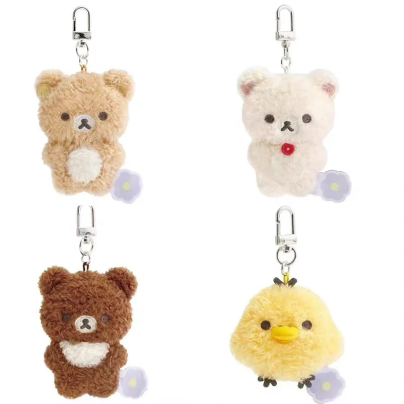

Базовый плюшевый брелок с цветком Rilakkuma, брелок для ключей Korilakkuma Chairoikoguma Bear Kiiroitori Chick Kawaii, милая сумка, брелки, подвески
