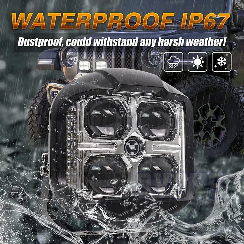 New Arrival Offroad 4x4 Drl/turn Signal Led Driving Light 6 Inch Led Side Shooter Strobe Work Light For Jeep Tractor Truck Atv