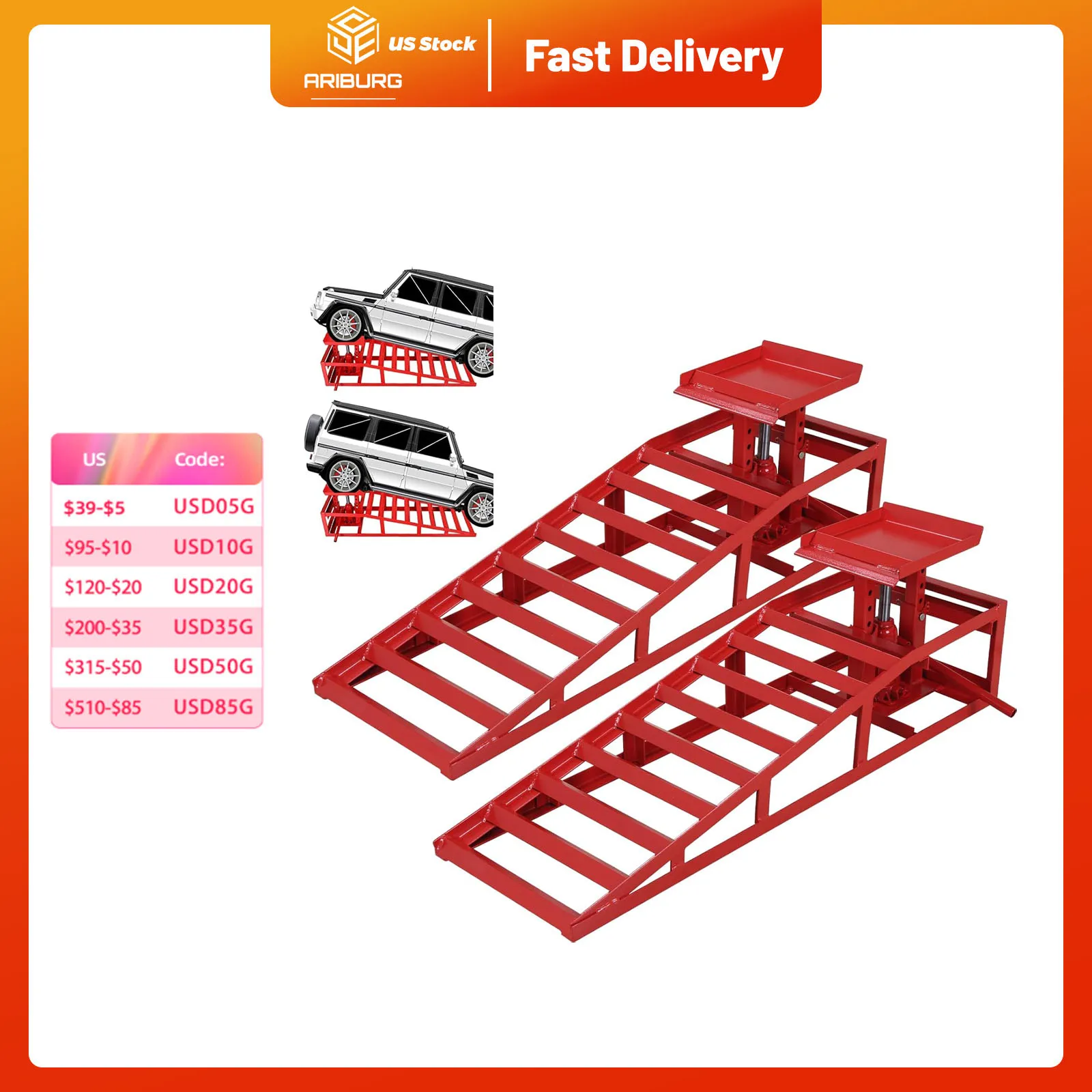 

2 PCS 3T 6600lbs Heavy Duty Hydraulic Car Ramps Low Profile Hydraulic Car Ramps Lift Auto Truck Service Ramps Lifts Auto Repair