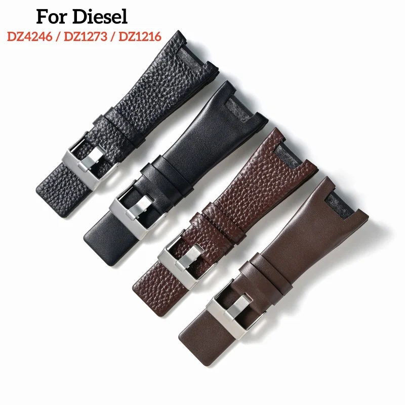 

For Diesel Leather Watch Strap with Concave Interface DZ4246 DZ1273 DZ1216 Exquisite Texture Waterproof Watchband 32mm
