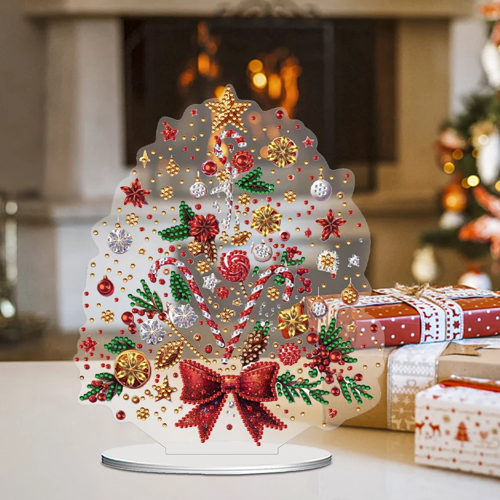 

2D/Flat Christmas Tree DIY Diamond Painting Tabletop Ornaments Kit Desktop Diamond Art Kits Diamond Painting Desktop Decorations