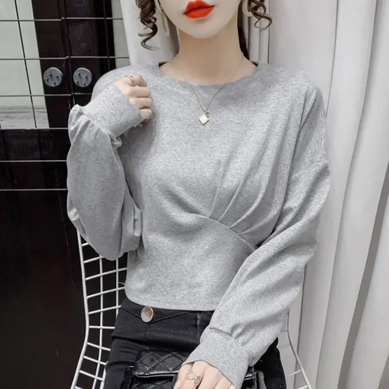 Small and Short Styles Paired with Pullover Sweaters Women's New All-match Loose Fashion Bottoming Shirt XQ168