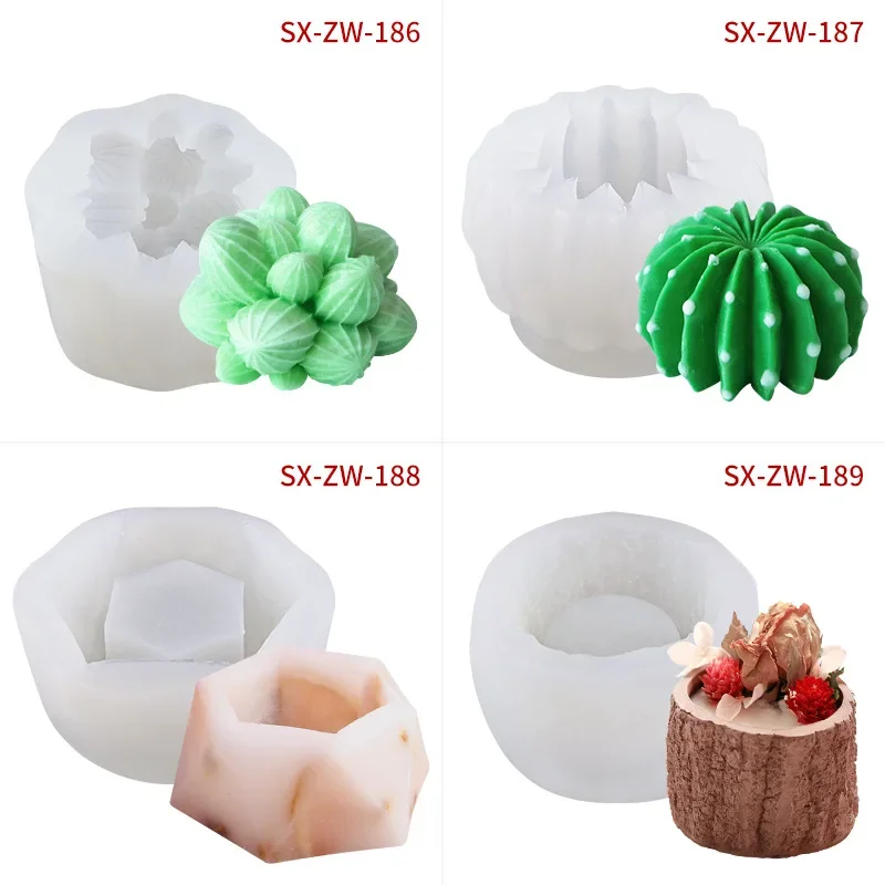 3D Silicone Candle Mold Forms Simulation Succulent Cactus Scented Candle Plant Flower Soap Aromatherapy Candle Making Mold Craft