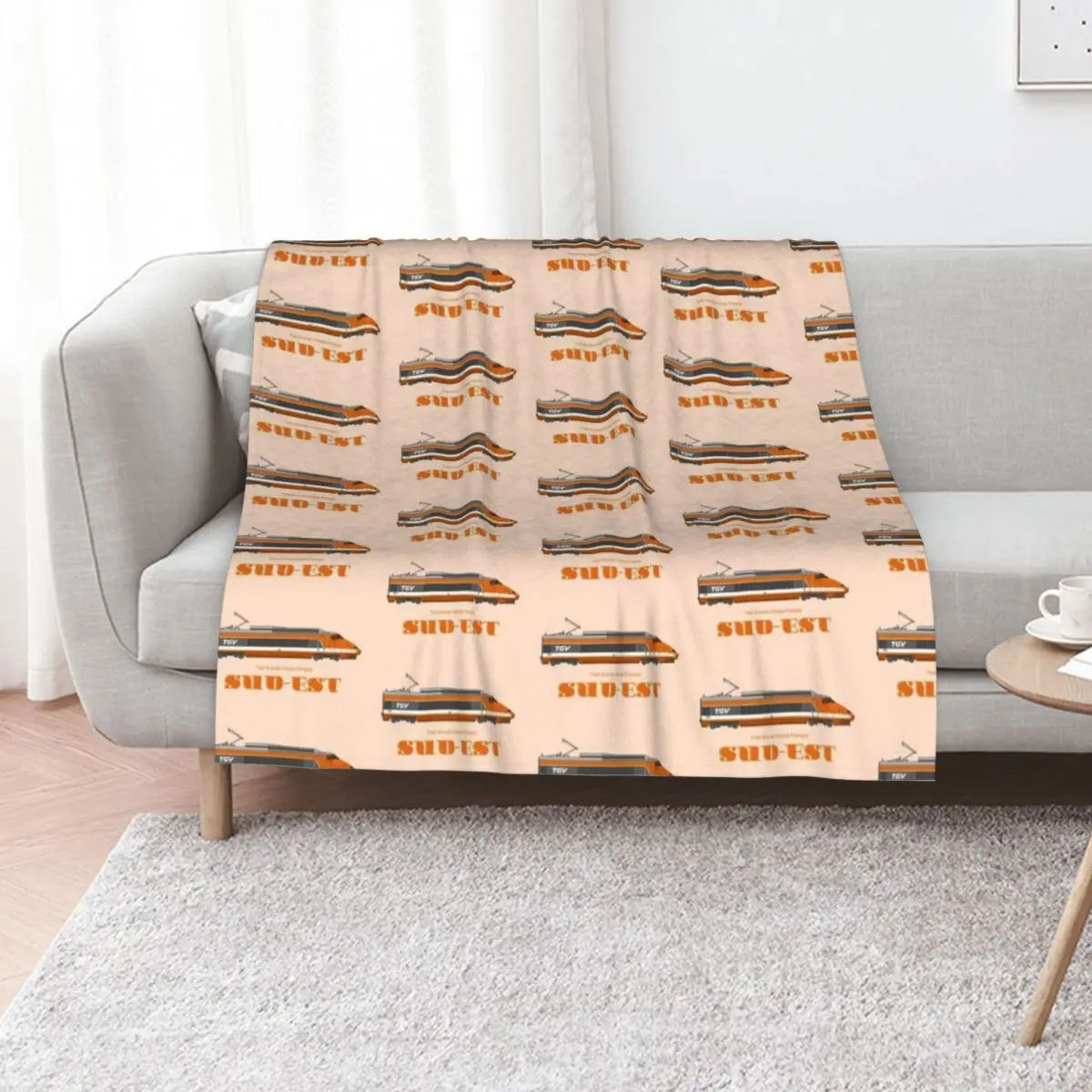 TGV Sud-Est Locomotive Artwork Throw Blanket Beach Single Cute heavy to sleep Luxury St Softest Blankets