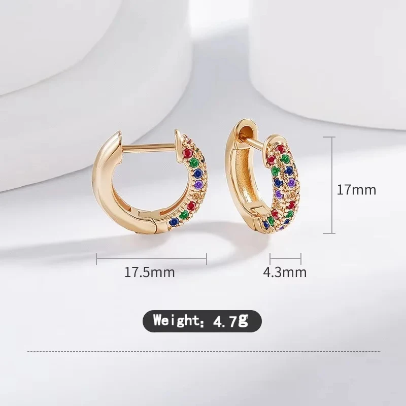 

18K gold plated rose gold mixed-color zirconia stud earrings with tiny diamonds, perfect for all occasions, featuring elegant st