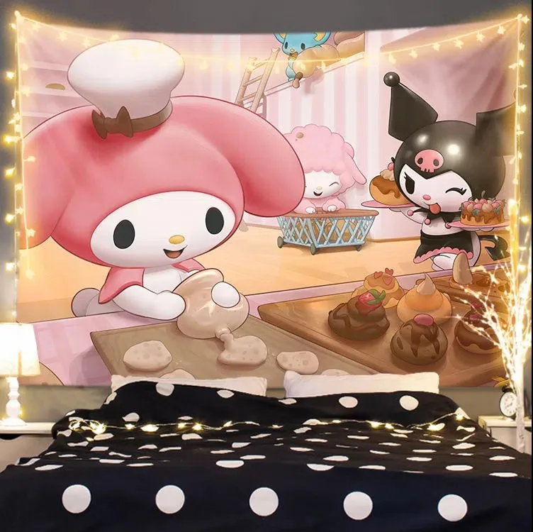 

Sanrios Mymelody Kuromi Cinnamoroll Kawaii аниме плюшевый гобелен мультфильм настенный Декор ткань искусственная диван одеяло подарок