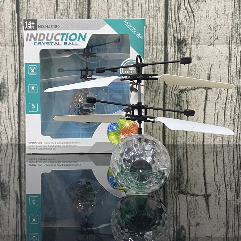 New intelligent induction colorful crystal ball aircraft Xiaofeixian helicopter somatosensory suspension children's  toy