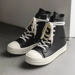 Trampki Mężczyźni Buty Casual High Top Women Sneaker Black Ricks Ankle Boot Fashion Zip Thick-sole Canvas Flat Owen Street Shoes