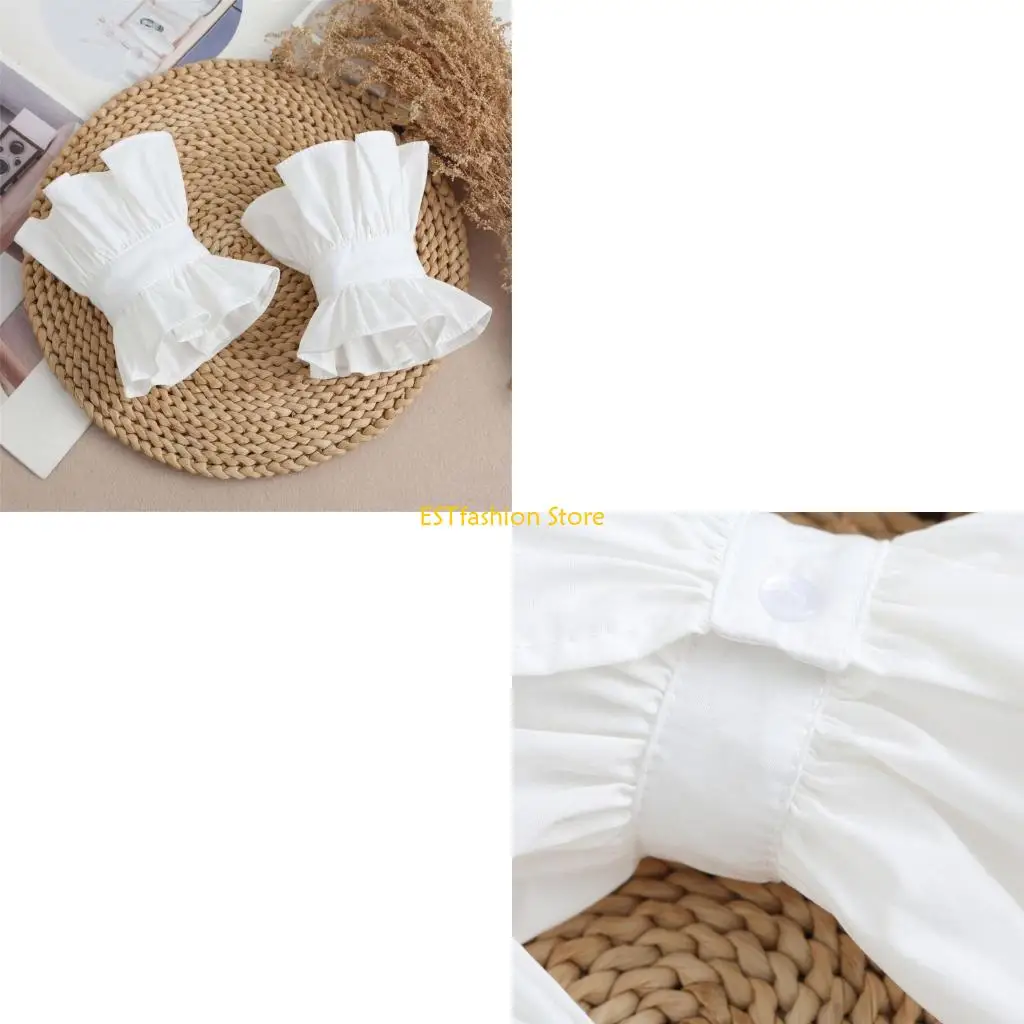 y5gc-1pair-removable-fakes-sleeves-false-cuff-flower-layered-women-oversleeve-costume-accessories