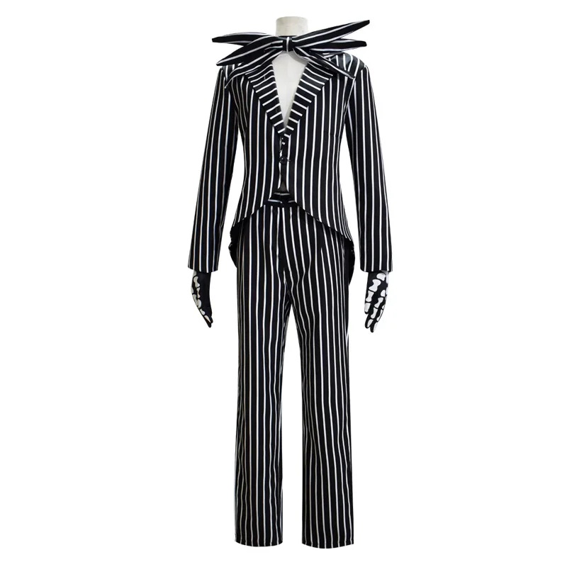 Christmas Eve Scar Skeleton Jack Horror Cosplay Costume Set Dress Skeleton Full Set Christmas Halloween Costume