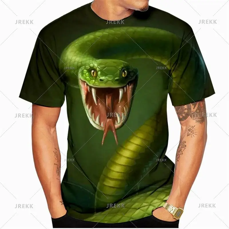 3D Printing Animal Snake T Shirt For Men Casual O-neck Short Sleeves Tees Trend Personality Oversized T-shirt Streetwear