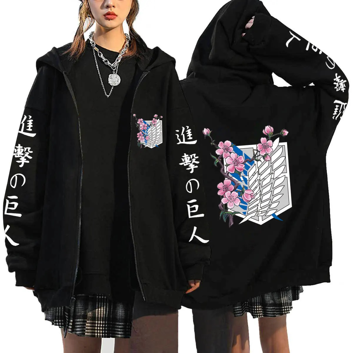 Attack On Titan Hoodies Roupas Masculinas Oversized Coat Tops Women Men Fashion Zipper Sweat Femme Anime Streetwear Jackets