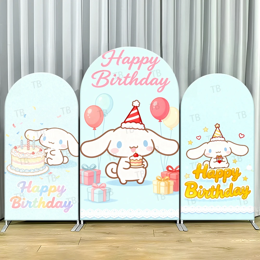 

Фон с аркой Cinnamoroll, милый пастельный синий реквизит для фотобудки с днем рождения для детей, вечеринки по случаю дня рождения и украшение дома