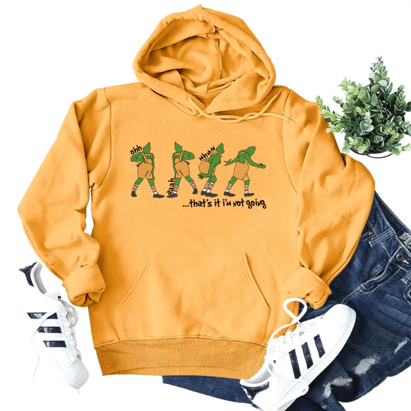 

That's It I'm Not Going Christmas Print Women's Long Sleeve Hooded Sweatshirt Top