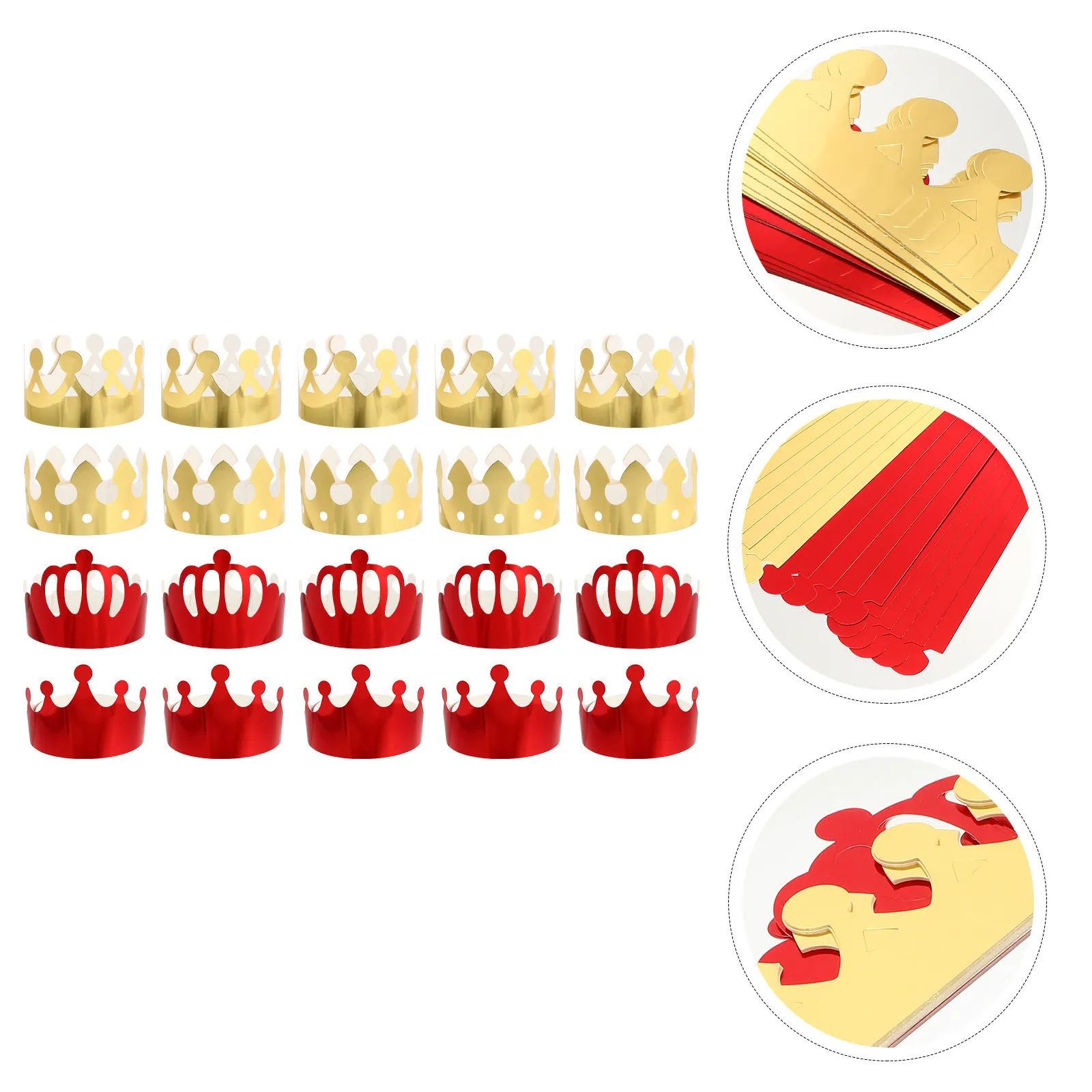 20Pcs Paper Birthday Crowns Gold Party Hat Supplies Birthday Celebration Crowns for Children Toddlers Adults